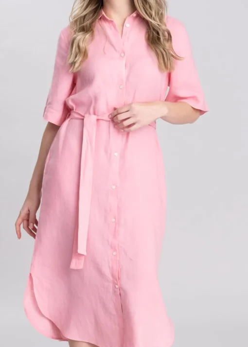 Linen Shirt Dress - Geranium Pink