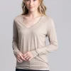 Long Sleeve V-Neck T-Shirt - Oatmeal