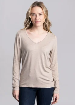 Long Sleeve V-Neck T-Shirt - Oatmeal