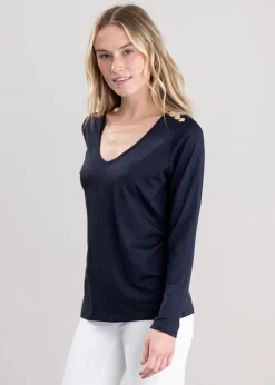 Long Sleeve V-Neck T-Shirt - Ink Navy
