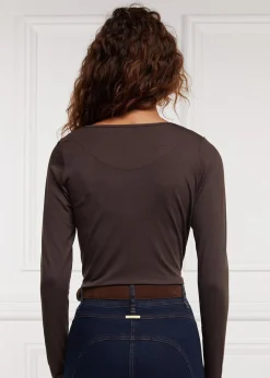 Long Sleeve V-Neck T-Shirt - Coffee