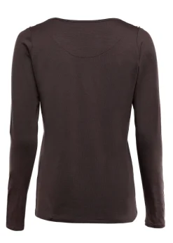 Long Sleeve V-Neck T-Shirt - Coffee