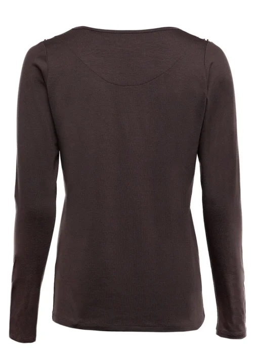 Long Sleeve V-Neck T-Shirt - Coffee