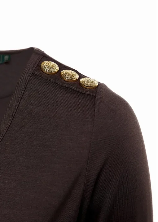 Long Sleeve V-Neck T-Shirt - Coffee