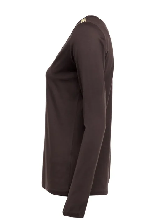 Long Sleeve V-Neck T-Shirt - Coffee