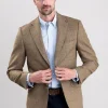 Lowick Tweed Jacket - Olive Herringbone with Red and Aubergine Overcheck