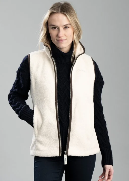 Lyndon Retro Fleece Gilet - Ecru