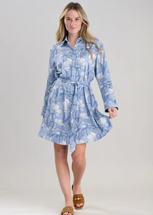 Magnolia Shirt Dress - Dove Blue