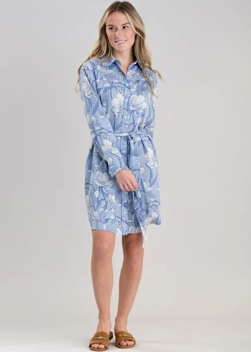 Magnolia Shirt Dress - Dove Blue