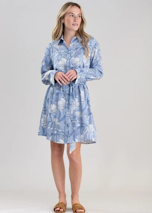 Magnolia Shirt Dress - Dove Blue