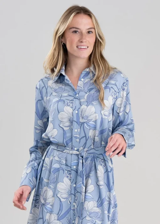 Magnolia Shirt Dress - Dove Blue