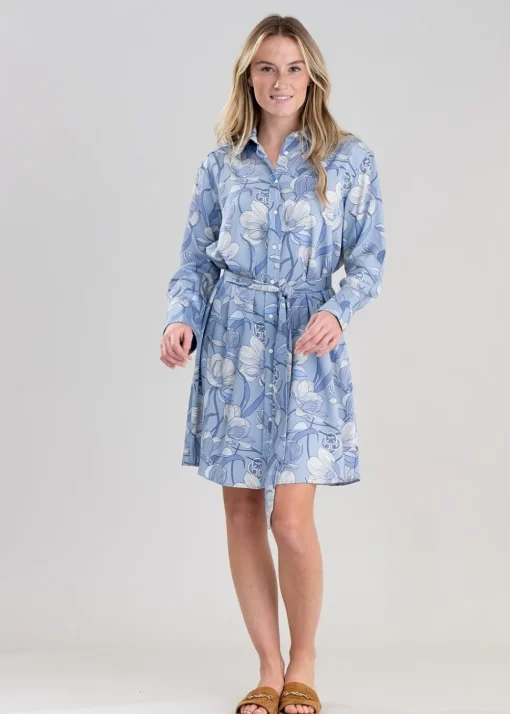 Magnolia Shirt Dress - Dove Blue