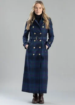 Marlborough Trench Coat Full Length - Heather Tartan