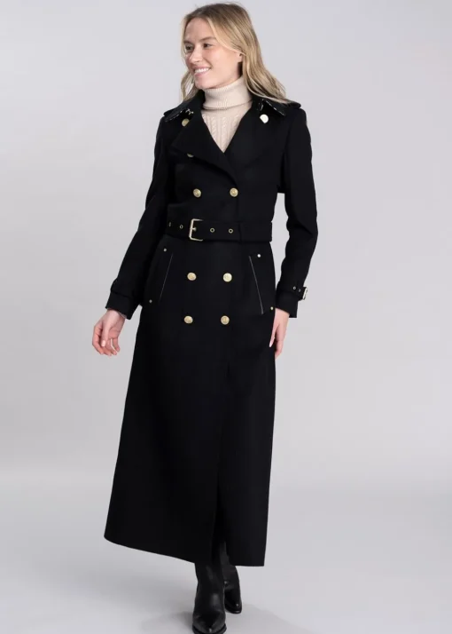 Marlborough Trench Coat Full Length - Soft Black