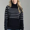 Martina Windproof Sweater - Navy and Off White