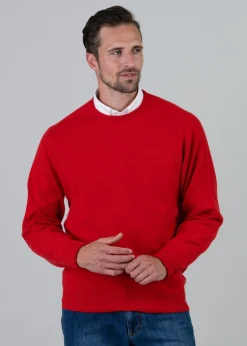 Melrose 2 Ply Cashmere Crew Neck - Cardinal Red