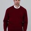 Melrose 2 Ply Cashmere Crew Neck - Bordeaux