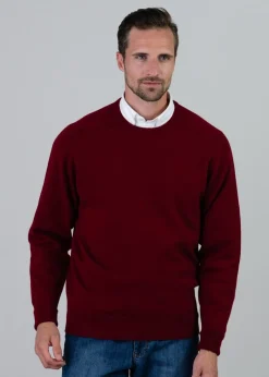 Melrose 2 Ply Cashmere Crew Neck - Bordeaux