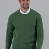 Melrose 2 Ply Cashmere Crew Neck - Green Mix