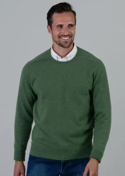 Melrose 2 Ply Cashmere Crew Neck - Green Mix
