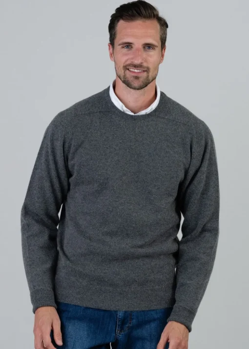 Melrose 2 Ply Cashmere Crew Neck - Derby Grey
