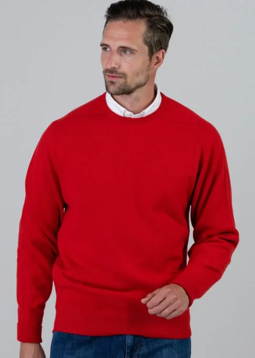 Melrose 2 Ply Cashmere Crew Neck - Cardinal Red