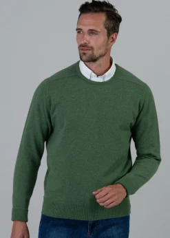 Melrose 2 Ply Cashmere Crew Neck - Green Mix