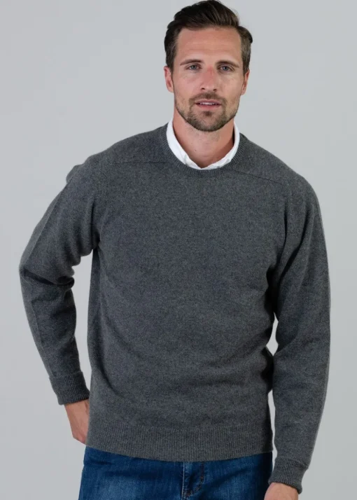 Melrose 2 Ply Cashmere Crew Neck - Derby Grey