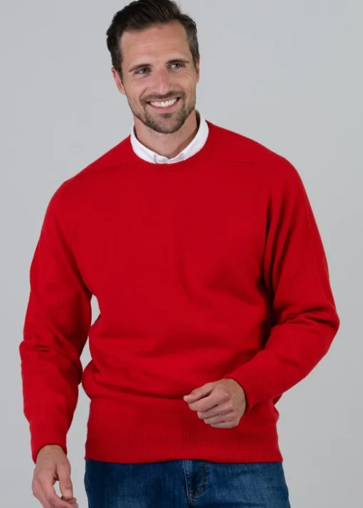Melrose 2 Ply Cashmere Crew Neck - Cardinal Red