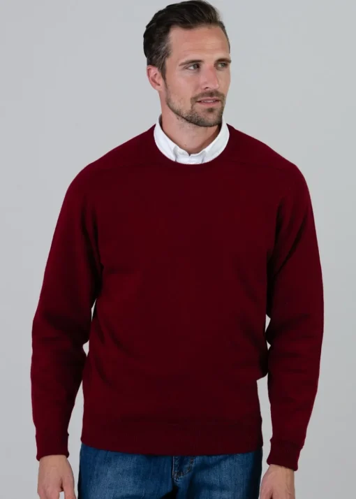 Melrose 2 Ply Cashmere Crew Neck - Bordeaux