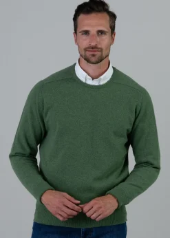 Melrose 2 Ply Cashmere Crew Neck - Green Mix