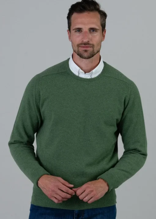 Melrose 2 Ply Cashmere Crew Neck - Green Mix