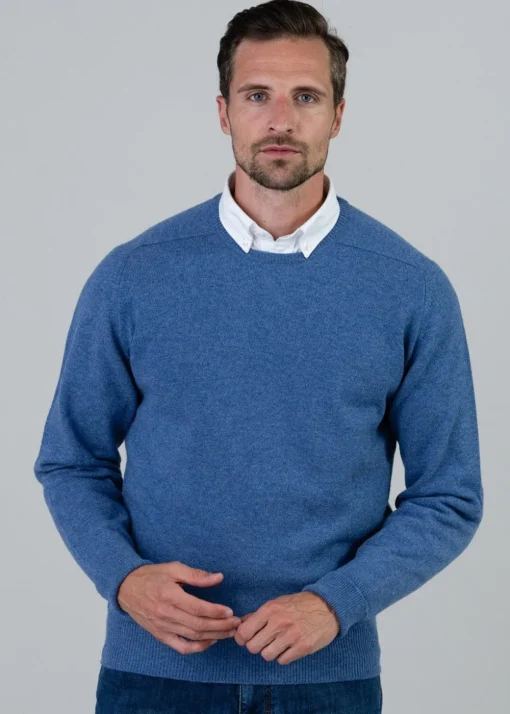 Melrose 2 Ply Cashmere Crew Neck - Lapis