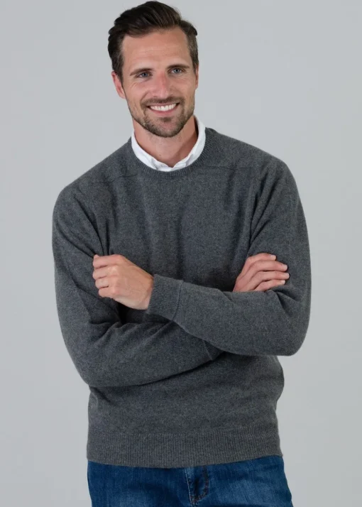 Melrose 2 Ply Cashmere Crew Neck - Derby Grey