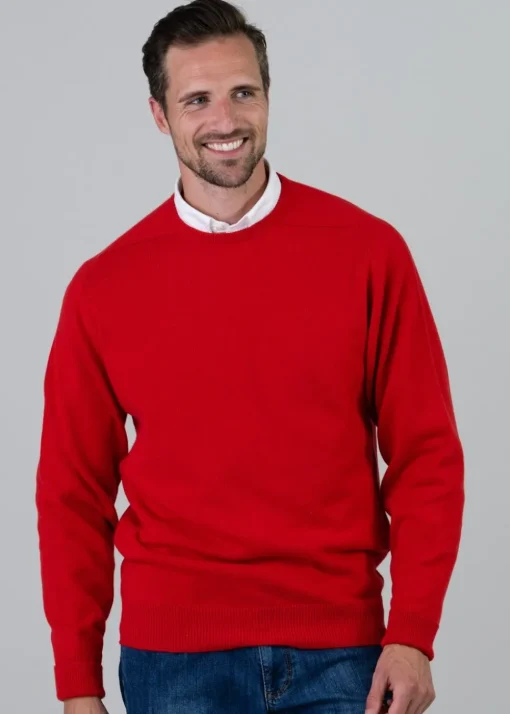 Melrose 2 Ply Cashmere Crew Neck - Cardinal Red