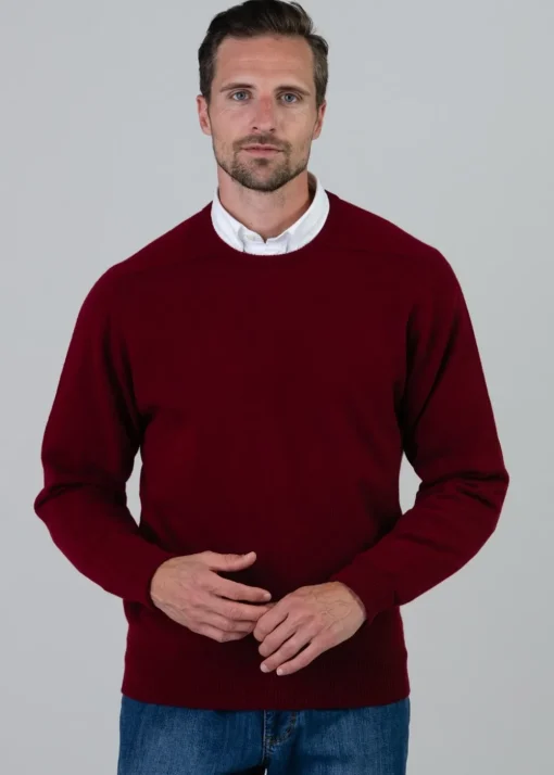 Melrose 2 Ply Cashmere Crew Neck - Bordeaux