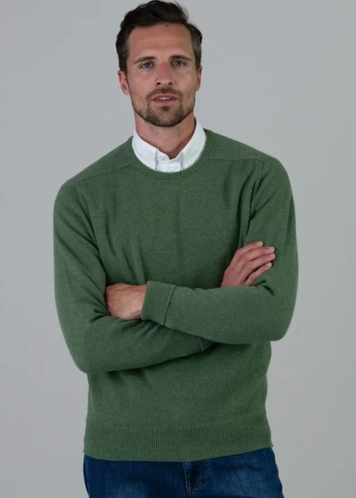 Melrose 2 Ply Cashmere Crew Neck - Green Mix