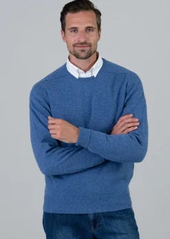 Melrose 2 Ply Cashmere Crew Neck - Lapis