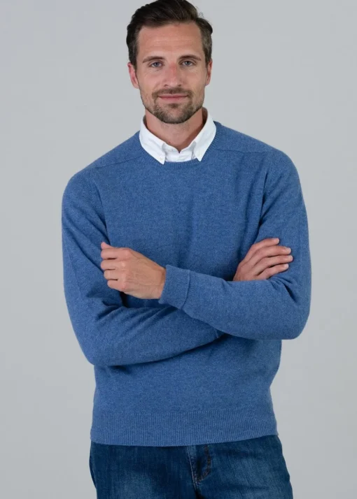 Melrose 2 Ply Cashmere Crew Neck - Lapis