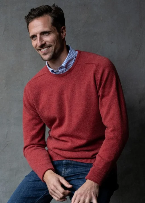 Melrose 2 Ply Cashmere Crew Neck - Poppy Mel