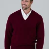 Melrose 2 Ply Cashmere V-Neck - Bordeaux