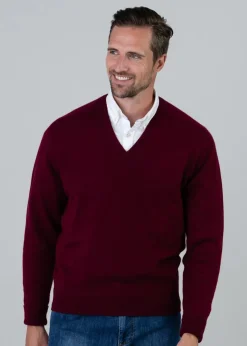 Melrose 2 Ply Cashmere V-Neck - Bordeaux