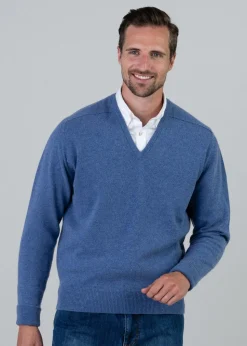Melrose 2 Ply Cashmere V-Neck - Lapis