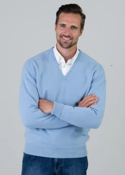Melrose 2 Ply Cashmere V-Neck - Hyacinth