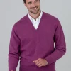 Melrose 2 Ply Cashmere V-Neck - Loganberry