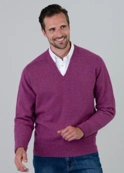 Melrose 2 Ply Cashmere V-Neck - Loganberry