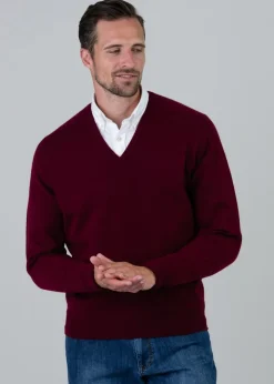 Melrose 2 Ply Cashmere V-Neck - Bordeaux