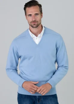 Melrose 2 Ply Cashmere V-Neck - Hyacinth