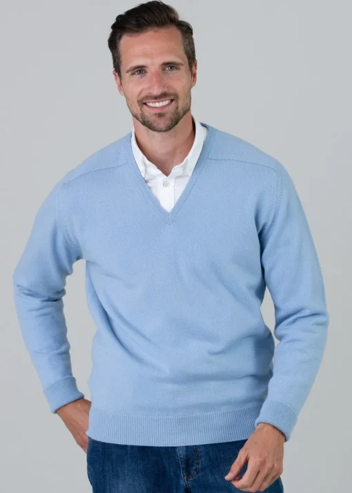 Melrose 2 Ply Cashmere V-Neck - Hyacinth