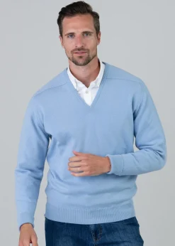 Melrose 2 Ply Cashmere V-Neck - Hyacinth